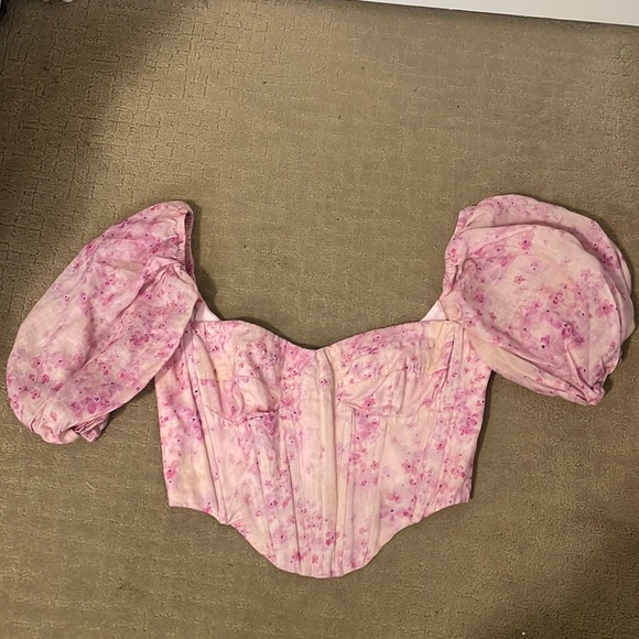 Bardot Kiah Corset Top in Pink Floral - Picture 2 of 4